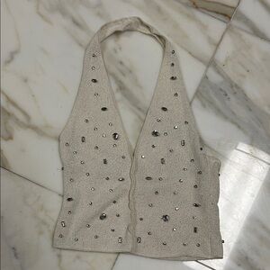 Zara Cream Knit Top with Silver Accents